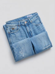 Spykar Light Blue Loose Fit Low Rise Jeans for Men
