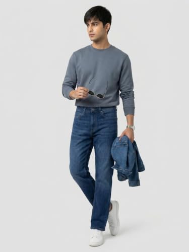 Spykar Dark Blue Loose Fit Low Rise Jeans for Men