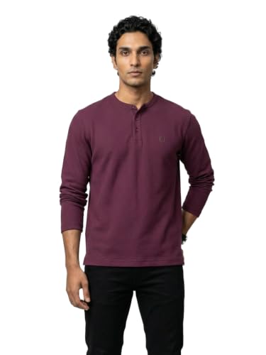 Spykar Maroon Regular Fit T-Shirt for Men
