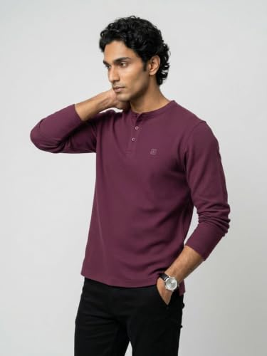 Spykar Maroon Regular Fit T-Shirt for Men