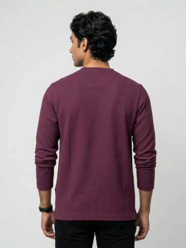 Spykar Maroon Regular Fit T-Shirt for Men