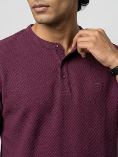 Spykar Maroon Regular Fit T-Shirt for Men