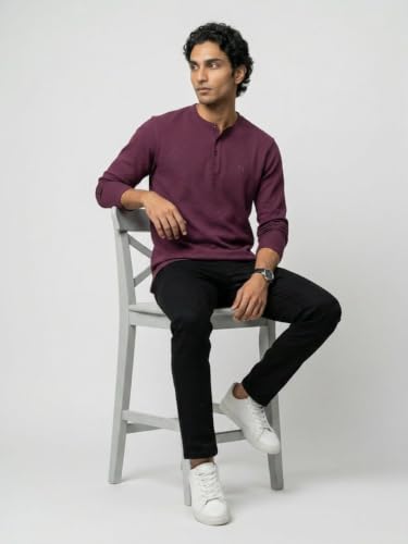 Spykar Maroon Regular Fit T-Shirt for Men