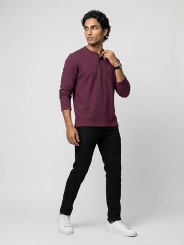Spykar Maroon Regular Fit T-Shirt for Men