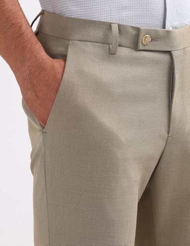 Arrow Men's Textured Dobby Trousers (ARAKTR2122_Dark Khaki_36)