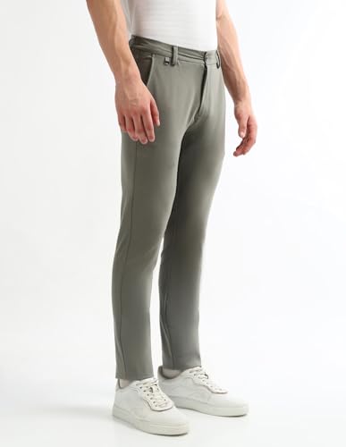 Arrow Sport Men's Solid Super Slim Fit Trousers (ASAKTR2403_Khaki_36)