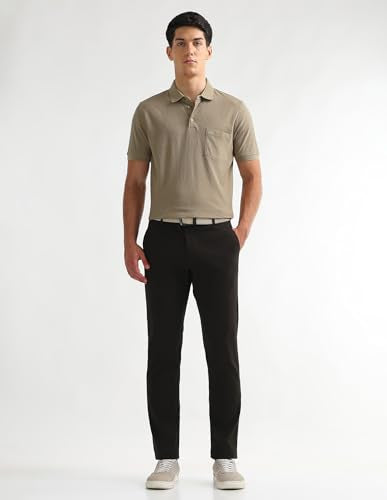 Arrow Sport Men's Dobby Slim Fit Trousers (ASAKTR2407_Dk Brown_38)