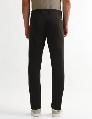 Arrow Sport Men's Dobby Slim Fit Trousers (ASAKTR2407_Dk Brown_38)