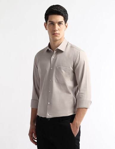 Arrow Men's Regular Fit Shirt (ARAKSH0443_Beige