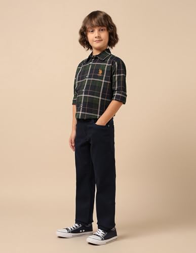 USPA Kids Boys Mid Rise Relaxed Fit Jeans (UKJEN767_Dark Blue_6-7 Years)