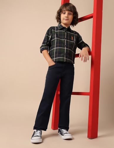 USPA Kids Boys Mid Rise Relaxed Fit Jeans (UKJEN767_Dark Blue_6-7 Years)