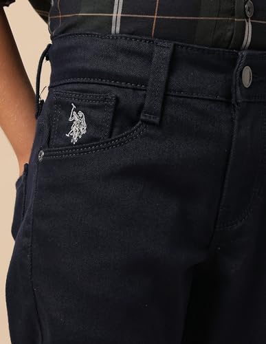 USPA Kids Boys Mid Rise Relaxed Fit Jeans (UKJEN767_Dark Blue_6-7 Years)