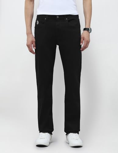 U.S. Polo Assn. Denim Co. Men's Harold Slim Straight Fit Black Jeans (UDJEN1906_Black_30)