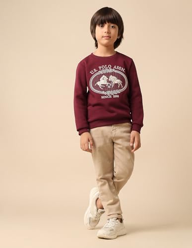 U.S. Polo Assn. Kids Boy's Cotton Crew Neck Sweatshirt (UKSWS0290_Maroon