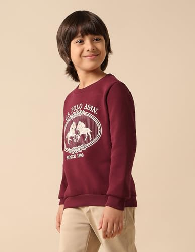 U.S. Polo Assn. Kids Boy's Cotton Crew Neck Sweatshirt (UKSWS0290_Maroon