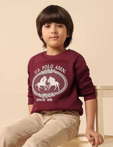 U.S. Polo Assn. Kids Boy's Cotton Crew Neck Sweatshirt (UKSWS0290_Maroon