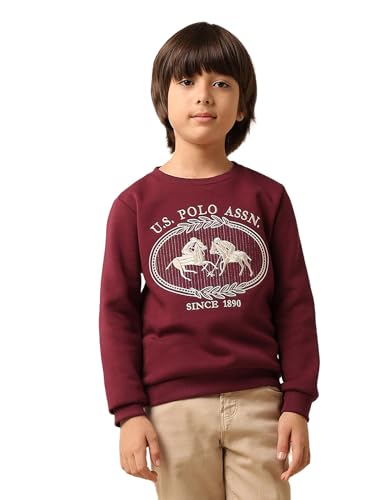 U.S. Polo Assn. Kids Boy's Cotton Crew Neck Sweatshirt (UKSWS0290_Maroon