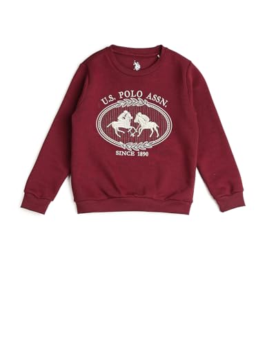 U.S. Polo Assn. Kids Boy's Cotton Crew Neck Sweatshirt (UKSWS0290_Maroon