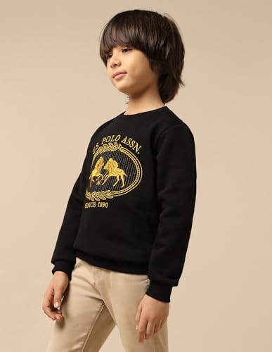 U.S. Polo Assn. Kids Boy's Cotton Crew Neck Sweatshirt (UKSWS0291_Black