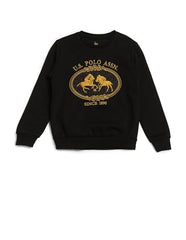 U.S. Polo Assn. Kids Boy's Cotton Crew Neck Sweatshirt (UKSWS0291_Black