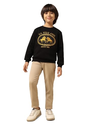 U.S. Polo Assn. Kids Boy's Cotton Crew Neck Sweatshirt (UKSWS0291_Black