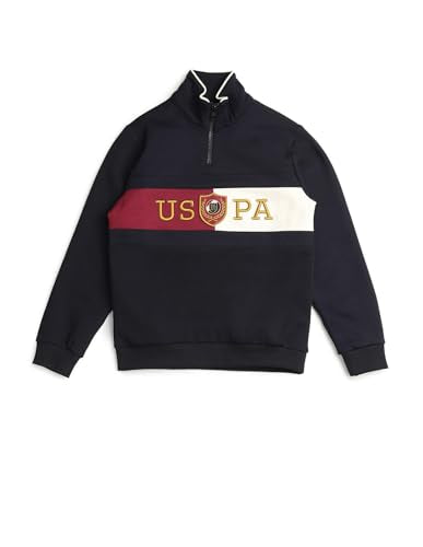 USPA Kids Boys Brand Embroidered Regular Fit Sweatshirt (UKSWS0311_Navy_3-4 Years)