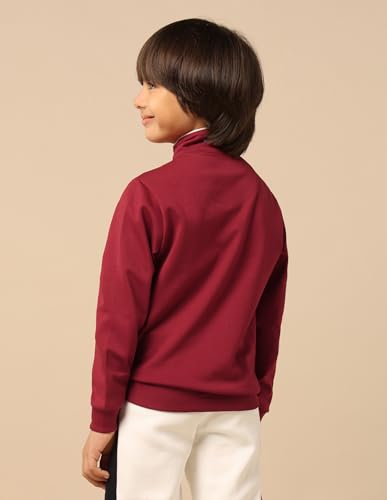 U.S. Polo Assn. Kids Boy's Cotton High Neck Sweatshirt (UKSWS0312_Dark Red
