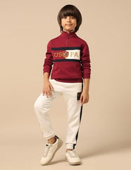 U.S. Polo Assn. Kids Boy's Cotton High Neck Sweatshirt (UKSWS0312_Dark Red
