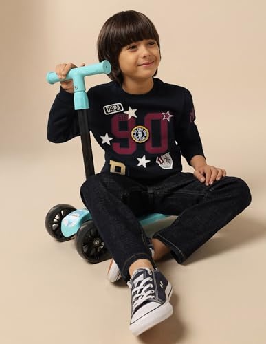 U.S. Polo Assn. Kids Boy's Cotton Crew Neck Sweatshirt (UKSWS0326_Navy