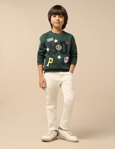U.S. Polo Assn. Kids Boy's Cotton Crew Neck Sweatshirt (UKSWS0327_Dark Green