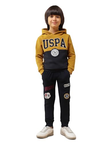 U.S. Polo Assn. Kids Boy's Cotton Neck Hooded Sweatshirt (UKSWS0330_Yellow
