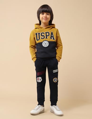 U.S. Polo Assn. Kids Boy's Cotton Neck Hooded Sweatshirt (UKSWS0330_Yellow