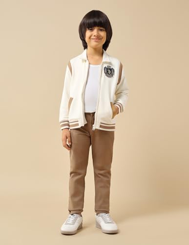 USPA Kids Boys Solid Regular Fit Sweatshirt (UKSWS0336_Off White_3-4 Years)