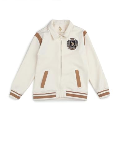 USPA Kids Boys Solid Regular Fit Sweatshirt (UKSWS0336_Off White_3-4 Years)