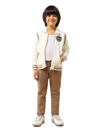 USPA Kids Boys Solid Regular Fit Sweatshirt (UKSWS0336_Off White_3-4 Years)