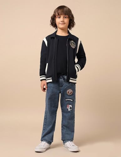 U.S. Polo Assn. Kids Boy's Cotton Collared Neck Sweatshirt (UKSWS0337_Navy