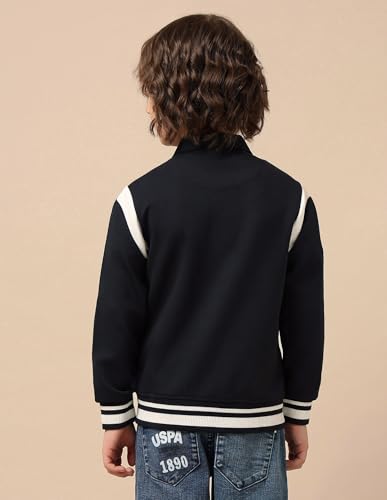 U.S. Polo Assn. Kids Boy's Cotton Collared Neck Sweatshirt (UKSWS0337_Navy