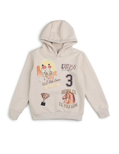 U.S. Polo Assn. Kids Boy's Cotton Neck Hooded Sweatshirt (UKSWS0370_Light Brown