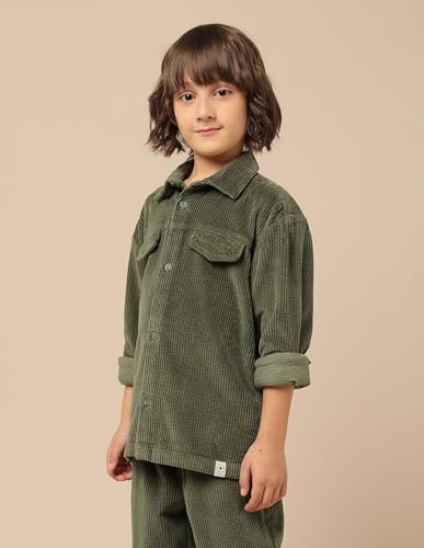 U.S. Polo Assn. Kids Boy's Solid Regular Fit Shirt (UKSHT1566_Olive