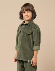 U.S. Polo Assn. Kids Boy's Solid Regular Fit Shirt (UKSHT1566_Olive