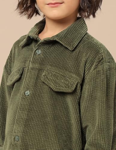 U.S. Polo Assn. Kids Boy's Solid Regular Fit Shirt (UKSHT1566_Olive