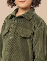 U.S. Polo Assn. Kids Boy's Solid Regular Fit Shirt (UKSHT1566_Olive