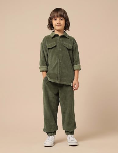 U.S. Polo Assn. Kids Boy's Solid Regular Fit Shirt (UKSHT1566_Olive