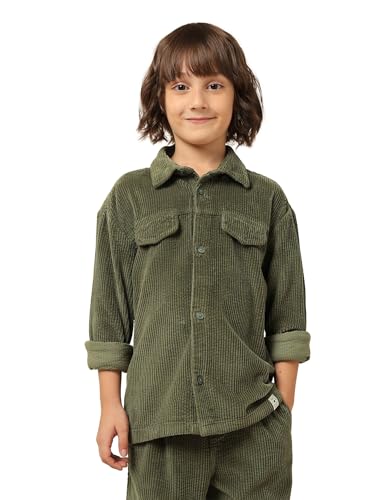 U.S. Polo Assn. Kids Boy's Solid Regular Fit Shirt (UKSHT1566_Olive