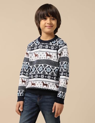 U.S. Polo Assn. Kids Boy's Acrylic Crew Neck Pullover Sweater (UKSWE0164_Navy