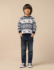 U.S. Polo Assn. Kids Boy's Acrylic Crew Neck Pullover Sweater (UKSWE0164_Navy