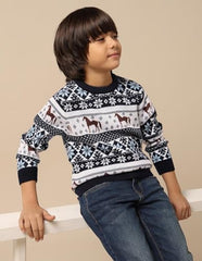 U.S. Polo Assn. Kids Boy's Acrylic Crew Neck Pullover Sweater (UKSWE0164_Navy