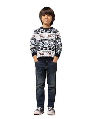 U.S. Polo Assn. Kids Boy's Acrylic Crew Neck Pullover Sweater (UKSWE0164_Navy