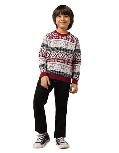 U.S. Polo Assn. Kids Boy's Acrylic Crew Neck Pullover Sweater (UKSWE0165_Dark Red