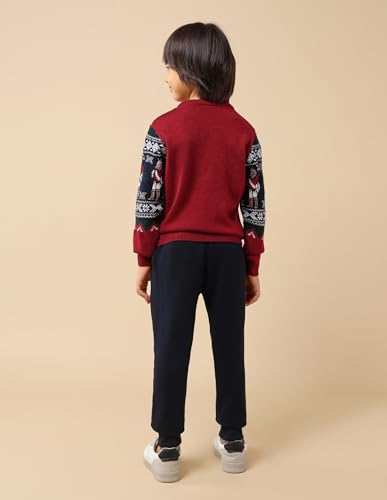 U.S. Polo Assn. Kids Boy's Acrylic Crew Neck Pullover Sweater (UKSWE0167_Dark Red